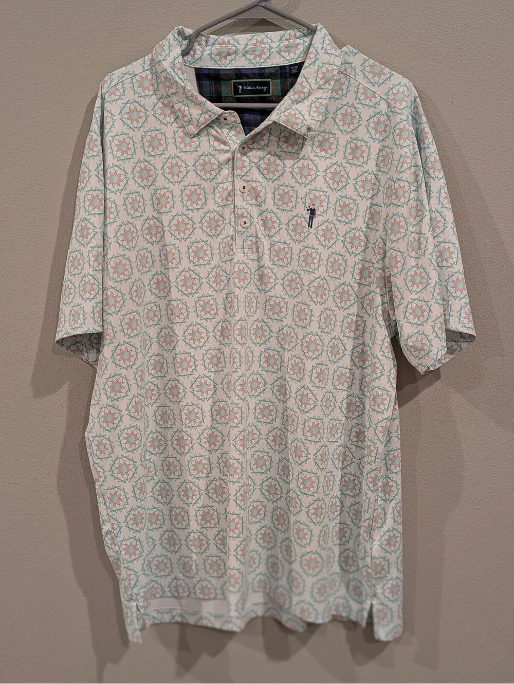 William Murray Golf Polo Men’s XL Golf Ball Floral Print Performance Shirt
